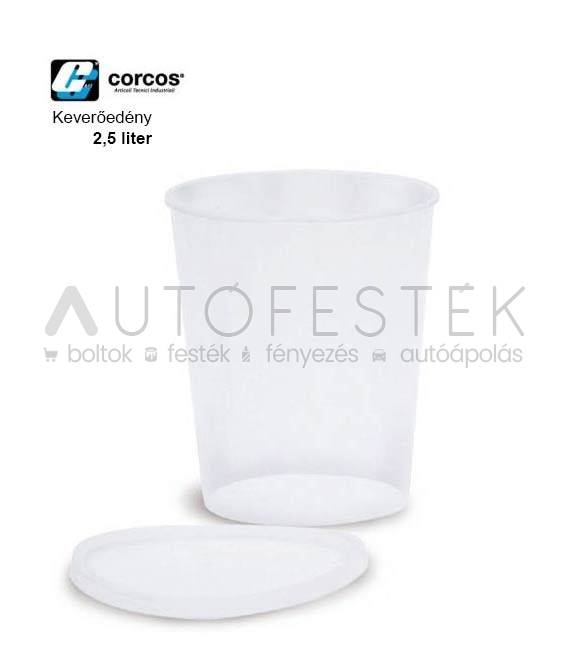 Műanyag keverőedény tetővel – Skálázott – Oldószerálló (2,5 Liter)