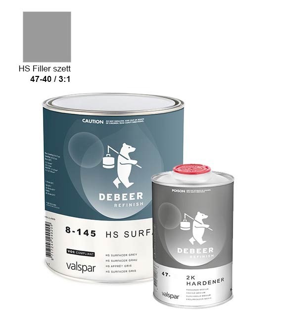 2K HS Filler Szett – Töltőalapozó – Szürke – 8-145 (4l) – DeBeer