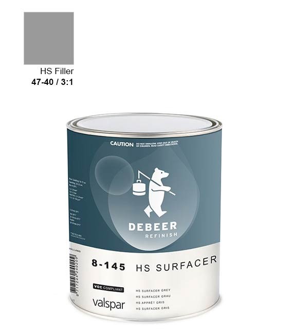 2K HS Filler – Töltőalapozó – Szürke – 8-145  (3l) – DeBeer