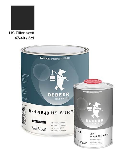 DeBeer 8-14540 2K HS Filler Szett – Fekete (4l)
