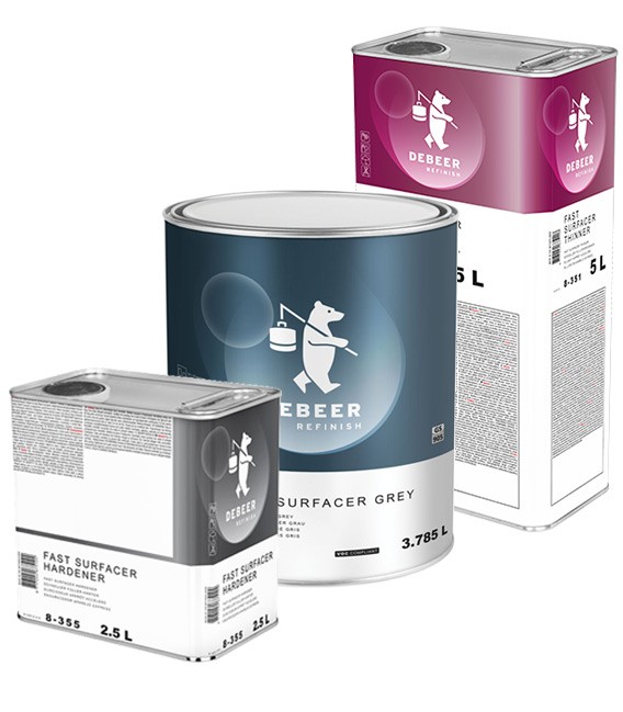 DeBeer Refinish 8-347 Fast Surfacer – Gyors Füller (Szürke) Filler + Edző + Hígító (11.28l)