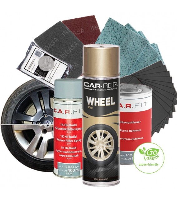 Felni Javító szett – Keréktárcsa – Alufelni felújításhoz – Csináld Magad! Arany felni festék (500ml)