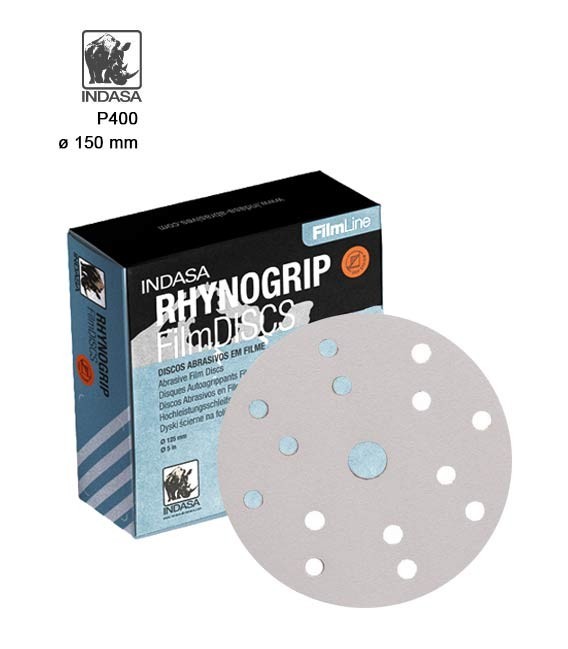 INDASA™ 15+1 Lyukas Fóliás Tépőzáras Körpapír – FilmDISCS (P400)