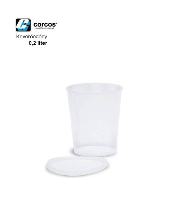 Műanyag keverőedény tetővel – Skálázott – Oldószerálló (0,2 Liter)