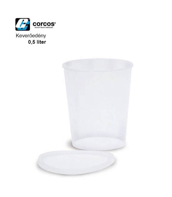 Műanyag keverőedény tetővel – Skálázott – Oldószerálló (0,5 Liter)